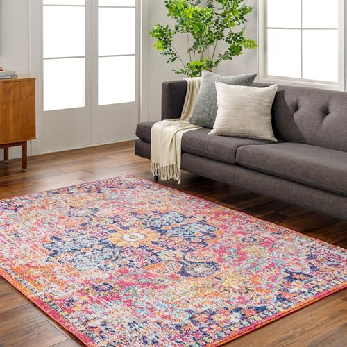 Livabliss Lou Asmara Vintage Rug, Kitchen – 160x220 cm, Orange, Navy & Teal