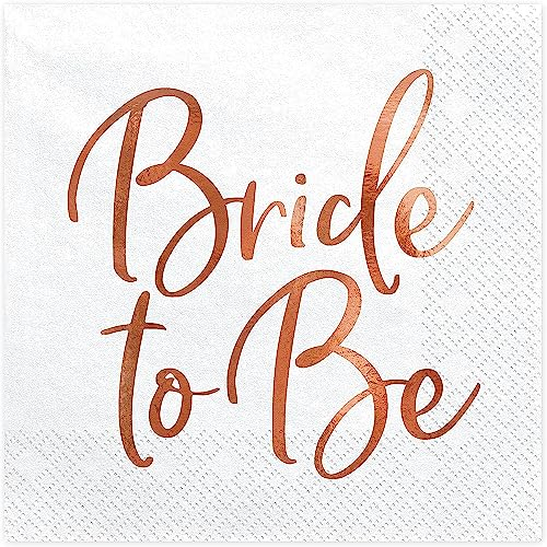 Party-Servietten JGA Bride to BE weiß & metallic rosé-Gold Papier-Servietten Tisch-Deko Junggesellinnenabschied Junggesellen-Abschied JGA-Party Accessoires Hochzeits-Dekoration Braut 60 Servietten
