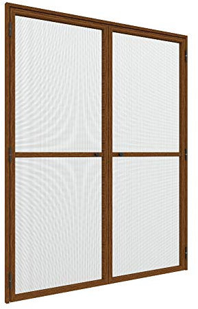 Zanzanet Zanzariera laterale orizzontale a Porta Battente 2 ante ultra sottile 33 mm su misura porta finestra con chiusura automatica personalizzabile colori e reti Made in Italy Noce Medio