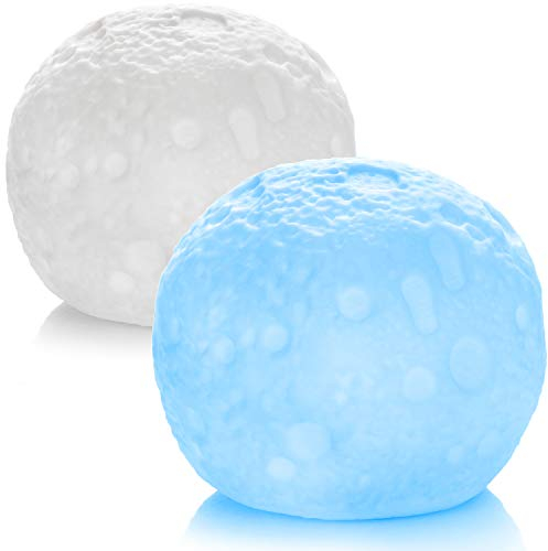 com-four® 2x LED-Lampe Mond, 3-D Nachttischlampe im Mond-Design mit automatischem Farbwechsel, romantische Stimmungsbeleuchtung für den Innenbereich (2 Stück - Tischlicht)