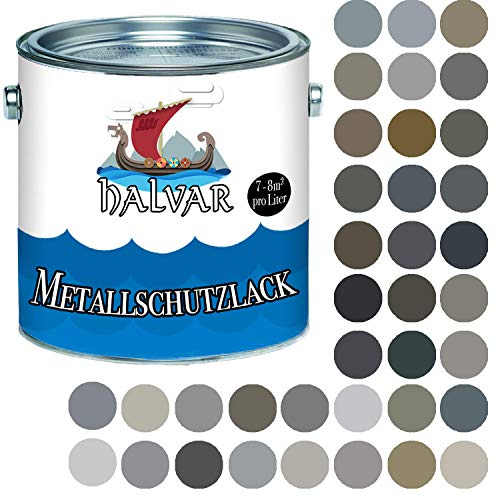 Halvar Metallschutzlack SEIDENMATT Grau RAL 7000-7047 Metallfarbe besonders robuster Kunstharzlack Wetterbeständig & perfekter Langzeitschutz Metall (1 L, RAL 7011 Eisengrau)