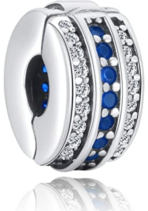 Annmors Blau Clip Charms für Armband 925 Sterling Silber Stopper mit Kubischem Zirkon