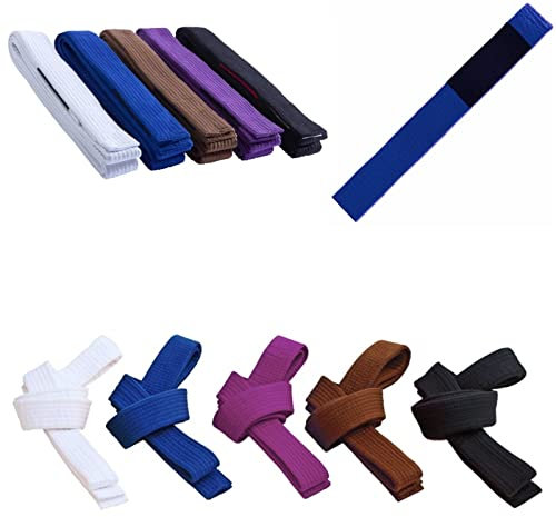 MMASPORT The Fight Evolution Ceinture BJJ Belt Jiu Jitsu Kimono - 100% Coton épaisseur 5 mm rembourrée en EVA (Bleu, 280 cm)