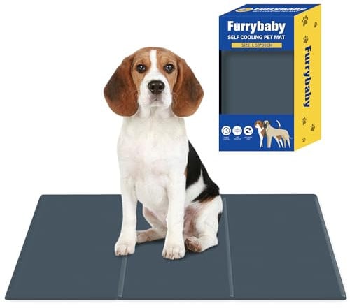 furrybaby Dog Cooling Mat, Cool Mat for Dogs, Self-Cooling Pad Cool Mats, No Need to Refrigerate or Freeze, Apply Indoors Outdoors Car(Grey,L 50x90cm)