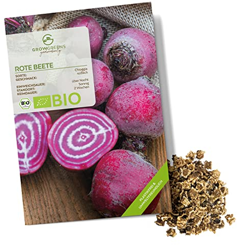 BIO Rote Beete Samen (Chioggia, 35 Korn) - Rote Bete Saatgut aus biologischem Anbau ideal für die Anzucht im Garten, Balkon oder Terrasse