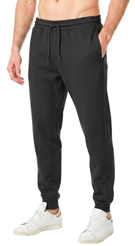 RIPT Men's Fleece Joggers Drawstring Cuffed Soft Sweatpants Side Pocket | Cotton Blend, Tracksuit Bottoms, Gym, Loungewear, Warm, Elastic Waist, Durable Stitching, Ribbed Cuff, Brushed Fleece, Casual