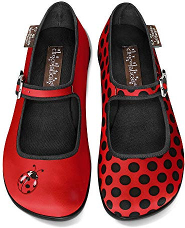 Hot Chocolate Design Chocolaticas Funky Canvas Damen Mary Jane Flache Schuhe, marienkäfer, 44 EU