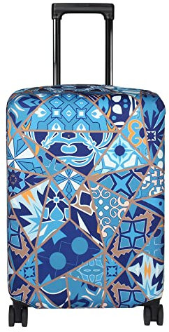 Explore Land Housse de Protection de Valise de Voyage pour Bagages de 45,7 à 81,3 cm, Tuiles portugaises, M (58 cm- 66 cm luggâge), Coloré