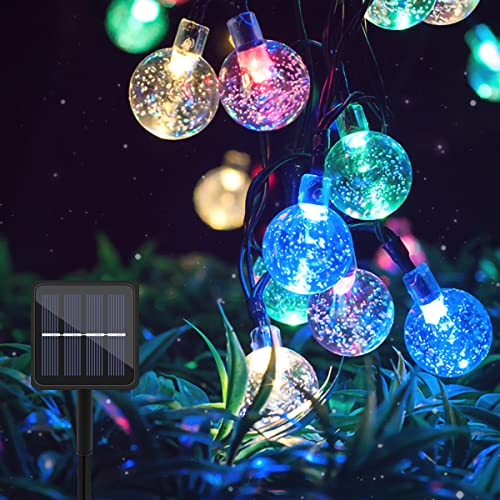 Solar Lichterkette Aussen, 18 M 160 LED Lichterkette Außen Solar mit 8 Modi Kristall Kugeln Wasserdicht Outdoor Lichterkette Solar für Garten, Terrasse, Balkon, Hochzeit,Partys Dekorationen (Bunt)
