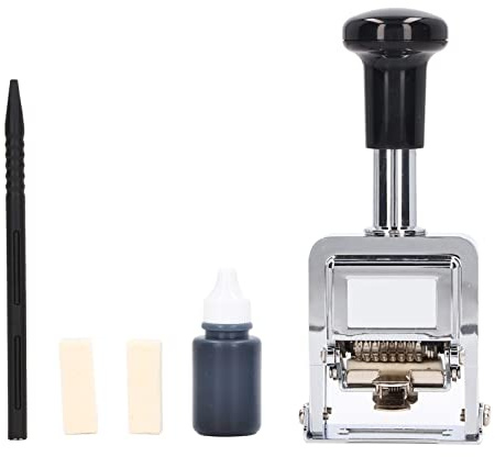 8 Digit Number Stamp, Self Inking Automatic Numbering Machine for Banking Accounting Zinc Alloy 1 Pack