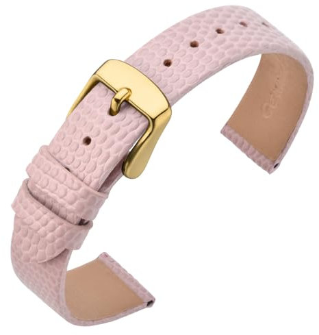 ANNEFIT Bracelets de Montres pour Femme 10mm, Bandes de Remplacement en Cuir avec Boucle en Or (Rose)