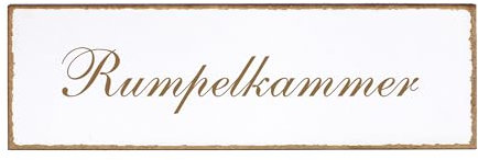 Rumpelkammer Deko Schild Türschild Holz - 150mm x 50mm - selbstklebend mit Gravur Aufkleber Tür Türschilder Dekoration Türaufkleber