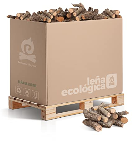 LEÑA ECOLÓGICA Leña de Encina para Chimeneas, Estufas, Barbacoas y Hornos de Asar. 0,4m3 de leña de encina Troncos de leña Medianos 30-40CM Alta Durabilidad Gran Poder calorífico