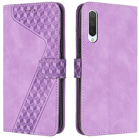OKZone Funda para Xiaomi Mi CC9E/Xiaomi Mi A3, PU Cuero Flip Carcasa Fundas Móvil de Tapa Libro Caso Piel PU, Billetera Tarjetero Case Telefono Cubrir Móvil Phone Cover con Cáscara de TPU (Púrpura)