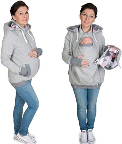 3 In 1 Känguru-Pose Umstandsjacke Für Mama Und Baby Winter Freizeitjacke Mit Kapuze Babytrage Umstandsjacke Baumwolle Softshell Umstandsmode Fleecejacke 1,L