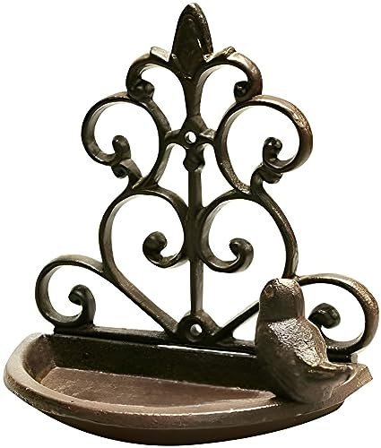 Aggloz | Bird Bath | Cast Iron Bird Bath & Bird Feeder, Bird Feeding Station Bird Table Seed Feeder Wall Mounted Bracket | Garden Ornament