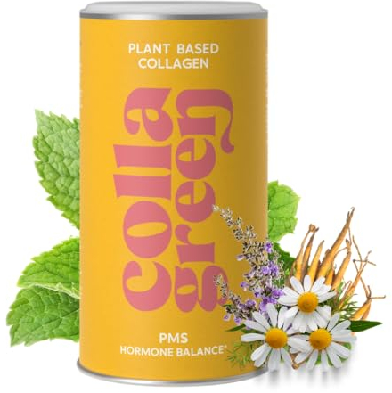 Collagreen PMS™ Veganes Kollagen mit Mönchspfeffer, Ginseng & Kamille für Hormone Balance & Harmony, Meno Collagen Vegan als pflanzliche Alternative mit Bambusextrakt, Biotin, glutenfrei, 240g