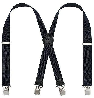 KANGDAI Hosenträger für Herren Breit 3.5cm sehr Starken 4 Metall Clip Arbeitshosen Motorradhose Hosenträger Einstellbar und Elastisch Einheitsgröße für Männer und Damen X Style