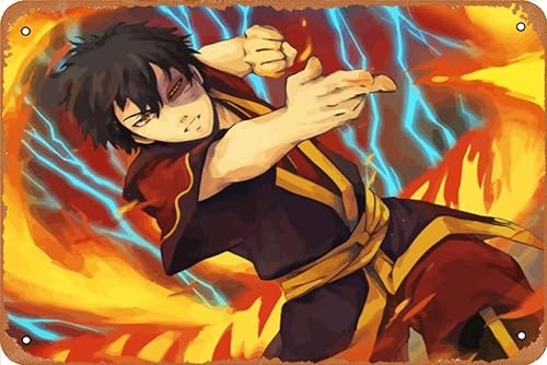 ROKOL Zuko Avatar Anime Poster Retro Metallschilder Vintage Wanddekoration Kunst Blechschild, 20 x 30 cm