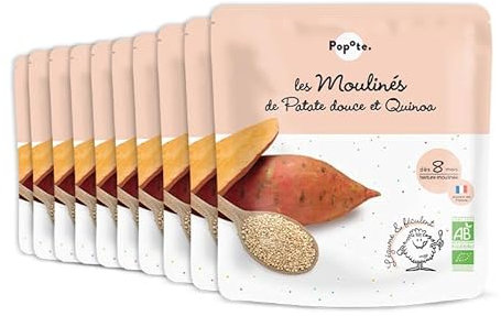 POPOTE - Moulinés Patate Douce Quinoa BIO - Repas bébé dès 8 mois - Pack de 10 sachets x 180g