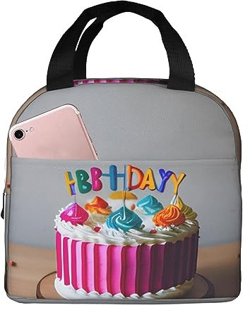 Wiederverwendbare Lunch-Handtasche mit Aufschrift Happy Birthday, bietet Thermoschutz für Mahlzeiten und Snacks