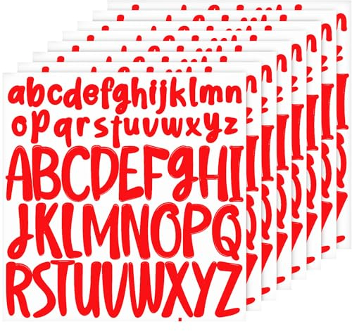 416St 8 Blatt Buchstaben Aufkleber, 2,5cm 5cm Groß und Kleinbuchstaben Alphabet Aufkleber Vinyl Buchstaben Aufkleber für Bastelarbeiten Scrapbooking Fenster Poster (Rot)