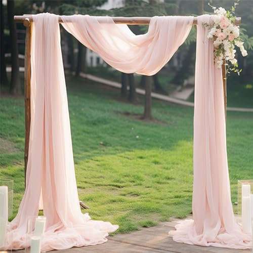 FANSU Tenture Arche Mariage, Rideau en Tulle Mariage Voilage Tenture Mariage Draperie Arche Mariage Rideaux en Mousseline pour Réception Toile de Fond (2.4x19.6ft/75x600cm,Rose pâle)