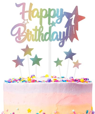 Rainbow Birthday Cake Decoration, Number 1 Rainbow Cake Topper, Any Holiday and Party Cake Color Decoration, Birthday Celebration Decoration for Boys and Girls