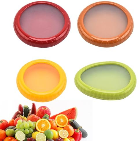 4 Obst-Gemüse-Sparer, Zwiebel Aufbewahrungsbehälter Vorratsbehälter Wiederverwendbar Silikon Kühlschrankbox Obst- Und Gemüse-Aufbewahrungsbehälter Kühlschrank-Aufbewahrungsbox Frischhaltedosen