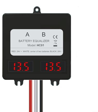 Hasaller Battery Equalizer 24 V Digital Display 2x12V Battery Balancer for Acid Lithium Batteries Battery Charge Discharger with 24V Battery Equaliser(HC01)