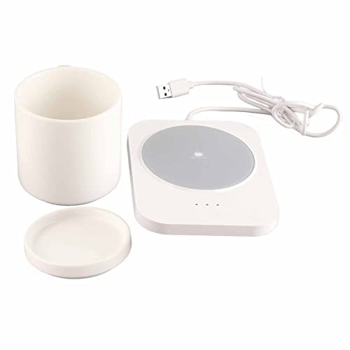 Topyond 55℃ Mug Warmer USB Powered Milk Cup Warmer with 3 Temperature Settings for Home and Office Desk Use (White)