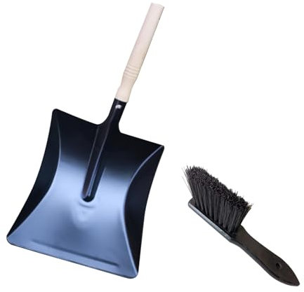 Lezevn 2pcs Fireside Companion Tool Set Fireplace Ash Shovel Coal Shovel Wooden Handle Shape Brush for Wood Stove Fireplace Fire Pit
