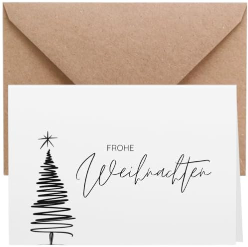 ZETTMANN® 20er Premium Weihnachtskarten mit Umschlag Set - 10 Weihnachtskarten und 10 Umschläge für Weihnachtskarte Klappkarten (Weihnachtsbaum)