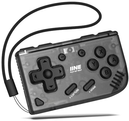 IINE Mini Retro Drahtloser Controller, Mikro-Fernbedienung für Switch/OLED, PC, Android und IOS, Schlüsselanhänger Taschenformat-Controller mit Turbo-Funktion (Schwarz)