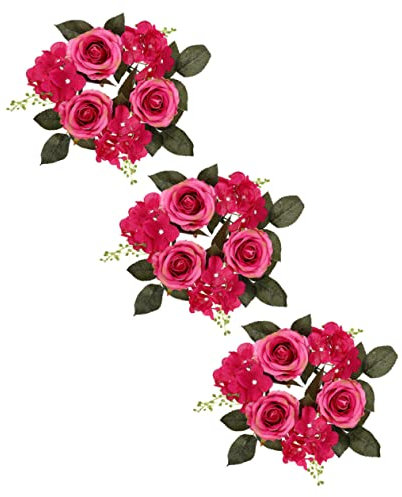 Levemolo 3 Pièces Chandelier Artificiel Guirlande Faveurs De Mariage Faux Fleurs Bouquet Décoration De La Maison Artificielle Rose Bougie Anneau Bougie Anneaux Fausses Feuilles Bouquet De