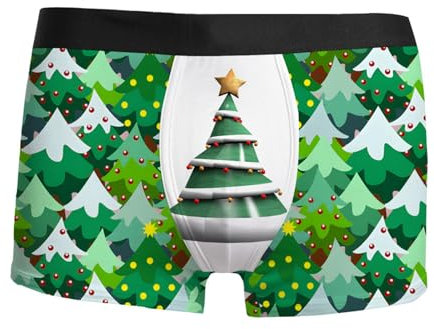 Herren-Weihnachts-Digital-3D-Druck, atmungsaktiv, bequem modisch, mit Taillen-Boyshort-Unterwäsche O Unterwäsche Herren Pyjama Herren Rot