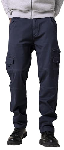 Enorsia Mens Utility Cargo Trousers Cotton Casual Pants with Snaps Zip Detailing Flap Pockets Grosgrain Tape Smart Comfortable Weekend Wear Lightweight Mens Trousers