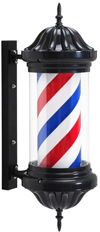 BarberPub barbero polo, barbería barbero polo con muebles de salón de luz LED, giratorio barbero barbería polo, Rojo Blanco Azul barbería polo, 70CM barbero luz polo L054BC