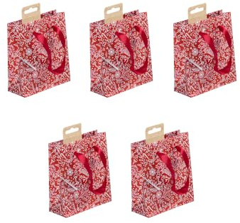 Clairefontaine 212916Cpack - Packung mit 5 Geschenktaschen Premium, Format S 12x4,5x13,5 cm, 170g, Rot Weiß, 1 Pack