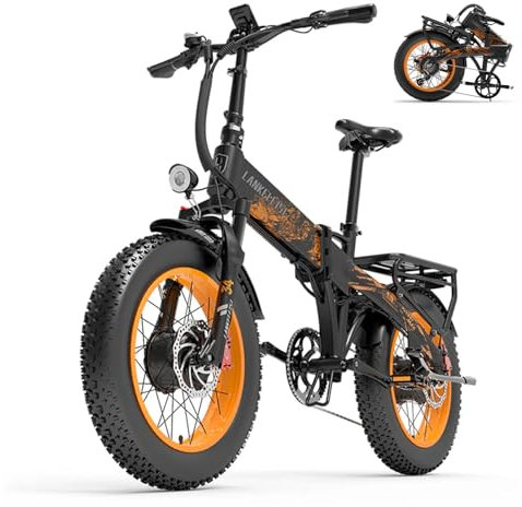 LANKELEISI X2000 MAX Doppelmotor E-Bike Klapprad 20 Zoll Fatbike mit 48V 20Ah Akku, Reichweite bis zu 130KM, 7-Gang Ebike Herren für MTB, Strand & Schnee