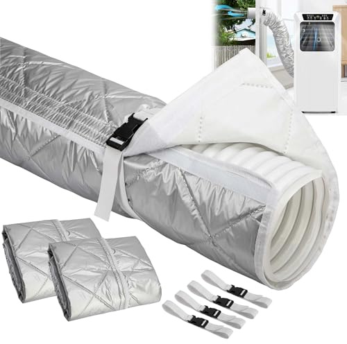 2 Set Quilting Air Conditioner Hose Cover, AC Insulated Hose Wrap | Portable Air Conditioner Hoses Insulation Sleeve with Straps, AC Hoses Sleeve Wrap for 5.9 Diameter Exhaust Duct Vent