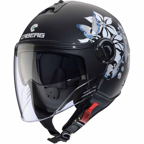 Casco Caberg Riviera V4 X ECE22.06 Mia B9 Nero opaco/Bianco/Grigio/Azzurro taglia S (55-56cm)