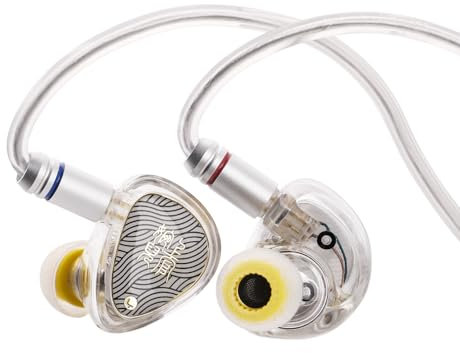 Linsoul TANGZU Wan'er S.G II In Ear Monitor, HiFI Wired Earbuds, 10mm Dynamic Driver PET Diaphragm Gaming IEM Earphones with 2Pin Detachable OFC Cable for Audiophile Musician (Clear White, Typec Mic)