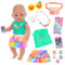 13 Stück Puppenkleidung für 35-45 cm Baby Puppen, Bunte Pentagramme Sets mit Westen Rock Taschen Brillen Halsketten Armbänder Clips Aufkleber für 14-18 Zoll Neugeborene Baby Puppen Kinder Geburtstag