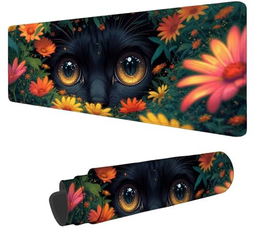 Black Mouse Mat 1200x600x3mm,Cat Mouse Pad,Extra Large Gaming Mousepad Waterproof,Desk Protector Mat with Anti-Slip Base,Computer Keyboard Pad for Gaming,Office and Home,Gift F-50