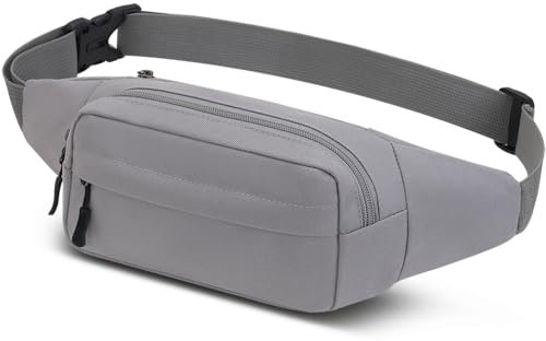 Bauchtasche Gürteltasche Hüfttasche Sport für Damen und Herren Wasserdicht Bauchtasche Doggy Bag Outdoor Groß Handytasche Umhängetasche Camping Wandern Fitness Fahrrad Running (Grau)