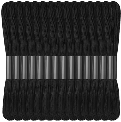14 matasse di filo da ricamo nero, 108 m, per braccialetti dell'amicizia, per principianti, filo da ricamo per braccialetti fai da te