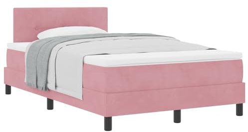 vidaXL Boxspringbett mit Matratze Rosa Samt