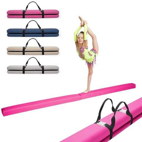 MAMOI® Gymnastikbalancebalken, klappbar, Kunstleder, 200 cm, rutschfest, weiche Oberfläche, Heimtraining, bis 180 kg Belastbarkeit