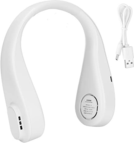 Ouitble Neck -Lüfter 3000mah Wieder Aufladbare USB -Lüfter mit 3 Geschwindigkeiten Stummer Klimaanlagen des Lüfters Lüfter Hals für Office Sport Outdoor Camping (Weiß)